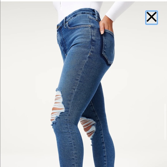 GOOD AMERICAN GOOD WAIST CROP SHADOW POCKETS | BLUE632 SIZE 15 - Picture 4 of 4